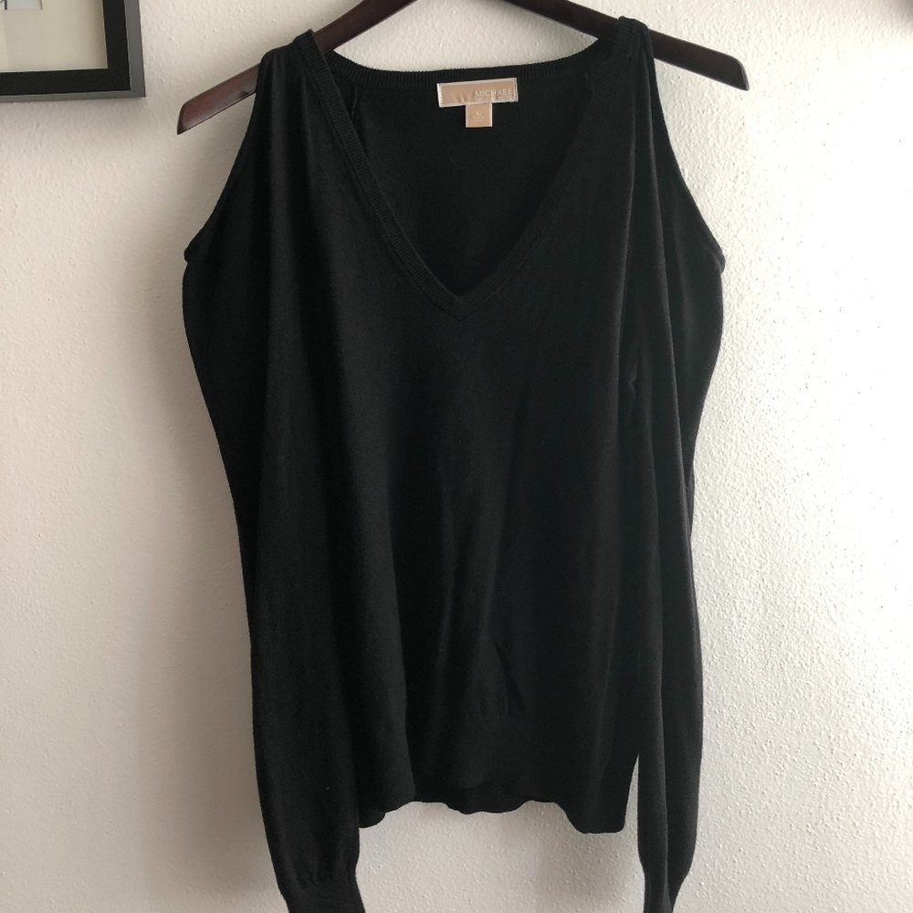 Michael Kors Cold-Shoulder V-Neck Sweater